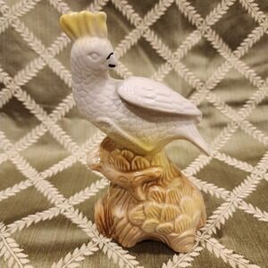 White Porcelain Cockatoo Figurine Made In Brazil‎ Vintage
